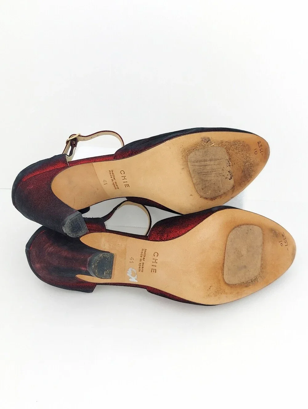Chie Mihara Metallic Red Black Glitter Retro Style Heels